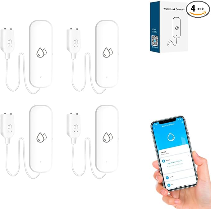WiFi Water Leakage Sensor,Tuya Flood Water Leakage Alarm ,App Notification Alert,Smart Home Automation Residential Security Alarm System for Home, Office, Garden (4)