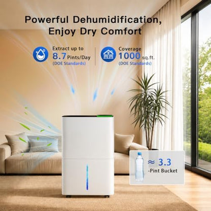 1000 Sq. Ft Smart Compressor Dehumidifier with Drain Hose for Home