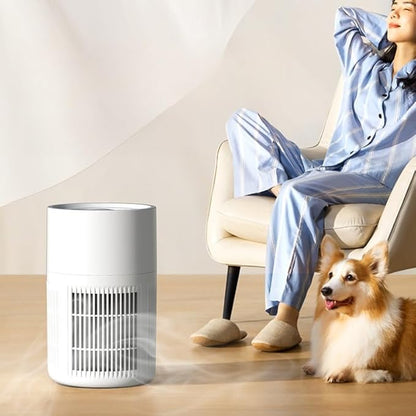 Home bedroom air purifier, high-efficiency particulate air filter, used for smoke, pollen, dandruff, odor air purifier, pet quiet air purifier, home, baby room (white)