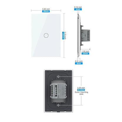 Smart Light Switch, LIVOLO WiFi Touch Wall Switch for Smart Home, Compatible with Alexa & Google Home, Neutral Wire Required, Single Gang, Tempered Glass Panel, White (120V)