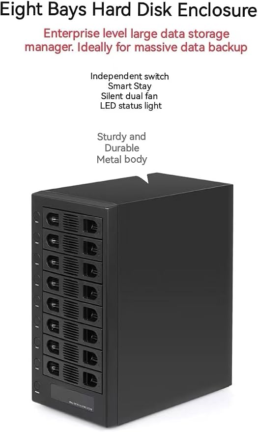 IO CREST Hard Drive Enclosure Supports Multi Bay via USB Interface, Black, 8-Bay
