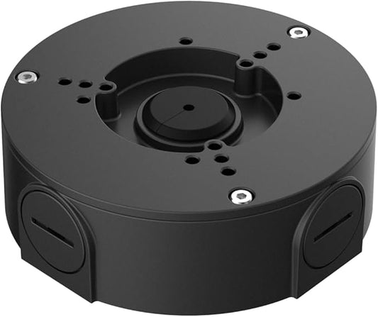 Lorex Outdoor Round Junction Box for 3 Screw Base Cameras | Waterproof Electrical Box for Mounting Bullet or Dome Surveillance Camera | IP66 Weatherproof | Black