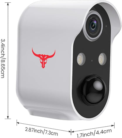 1080P Wireless Security Camera Outdoor, Battery Powered, AI Human Detection, Color Night Vision, 2-Way Audio, IP65 Waterproof, 2.4G Wi-Fi, Cloud Storage (2-spotlights)