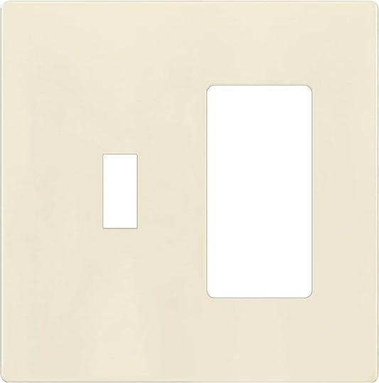 ENERLITES Combination Toggle/Decorator Light Switch Plate, Double Switch Wall Plate, Standard Size 2-Gang 4.68" x 4.73", Polycarbonate Thermoplastic, Gloss Finish, SI881131-LA, Light Almond