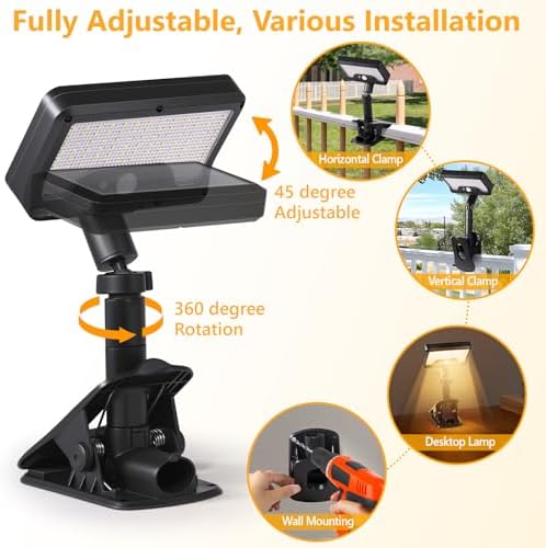 Clip On Solar Motion Lights Outdoor,360°Rotatable Fence Lights(1Pack,3000K)