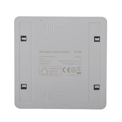 Zopsc Wireless Scene Switch, ZigBee Smart Wall Switch, 4-Way Panel with Mobile Phone APP Control, Intelligent Scene Controller for Home Automation