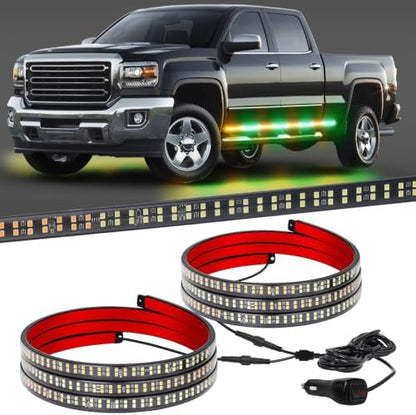 XRIDONSEN 70 inch Running Board Strobe Lights Amber Green Emergency Lights