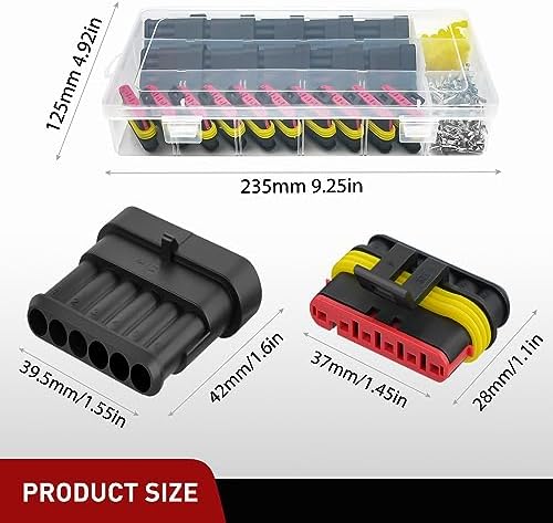 Nilight 260PCS 6 Pin Electrical Connector ‎Plug with Male Female Terminals