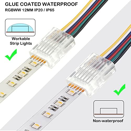 Flutesan 20 Pcs 6 Pin 12 mm LED Strip Connector RGB Lights