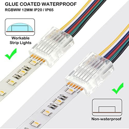 Flutesan 20 Pcs 6 Pin 12 mm LED Strip Connector RGB Lights