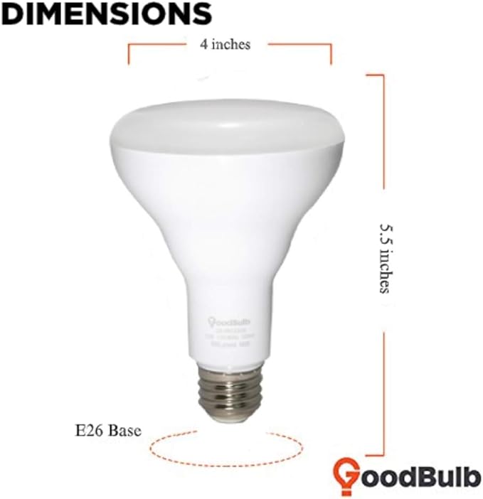 GoodBulb BR30 LED Light Bulb 12-Watt (85W Equivalent), 5000K Daylight White Color, 800-Lumens, Fully Dimmable, E26 Base (Pack of 6 Bulbs)
