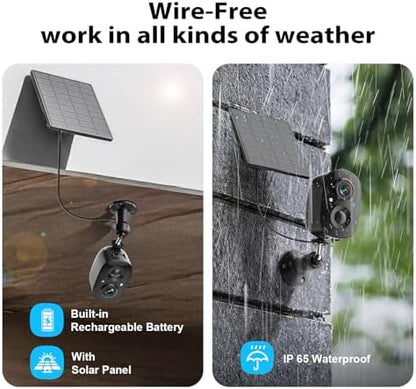 2K Wireless Security Cameras Solar Powered Outdoor Cameras