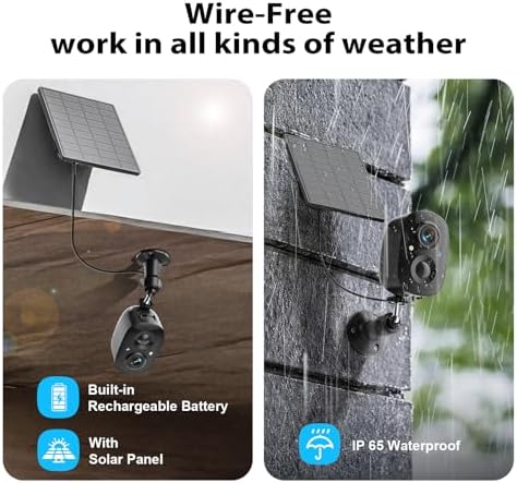 2K Wireless Security Cameras Solar Powered Outdoor Cameras