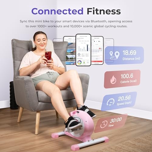 Sunny Health & Fitness Smart Mini Cycle, Under Desk Pedal Arm/Leg Exerciser | Dual Function, Low-Impact Cycle Workout, Rehab/Recovery, Space-Saving Design, Mesh-Belt Resistance, SunnyFit App Connectivity