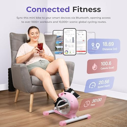 Sunny Health & Fitness Smart Mini Cycle, Under Desk Pedal Arm/Leg Exerciser | Dual Function, Low-Impact Cycle Workout, Rehab/Recovery, Space-Saving Design, Mesh-Belt Resistance, SunnyFit App Connectivity