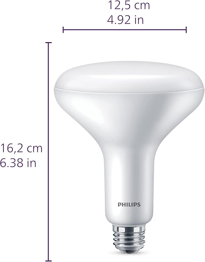 PHILIPS LED 65W BR40 1-Pack Ultra Definition Daylight (5000K) 800 Lumen (10W = 65W) Dimmable Frosted Flicker-Free Light Bulb