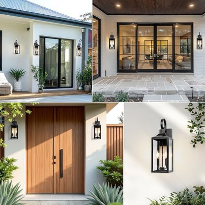 19" Large Black Outdoor Wall Lights, Waterproof Exterior Lighting Fixtures