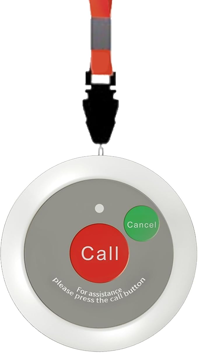 Upgrade Caregiver Call Button,Wireless Caregiver Pager Calling System,1000ft, 1 Alert Emergency Call Button for Medical Clinic Nurses Station Home Hospital