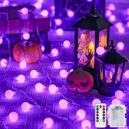 JMEXSUSS 100 LED Purple Globe String Lights Battery Operated with 8 Modes