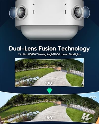 winees Floodlight Camera, 2K HD Dual-Lens Outdoor Security Camera