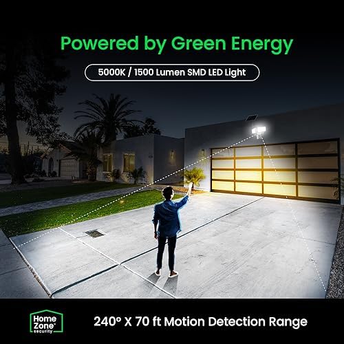 Home Zone Living 2PK Solar Floodlights Outdoor, Motion Sensor, 1500 Lumens