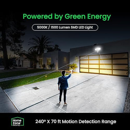 Home Zone Living 2PK Solar Floodlights Outdoor, Motion Sensor, 1500 Lumens
