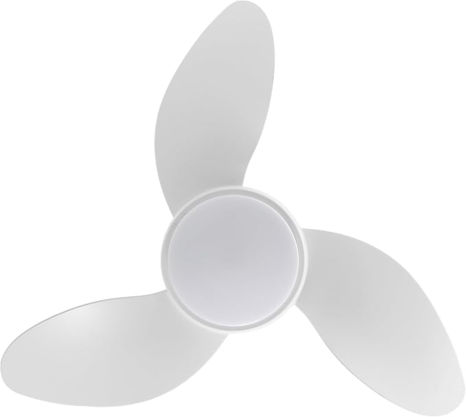 OVAL AIR AIR8000B Albini 22" Contemporary Minimalist 6-Speed Metal Mobile-App/Remote-Controlled Dimmable Smart Integrated LED Ceiling Fan for Living Room, Bedroom, Office, Frost White