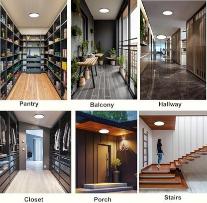 7in Motion Sensor Ceiling Light Indoor, 15W 1500LM, Black
