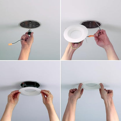 Halo LT 5 in / 6 in Integrated LED Recessed Ceiling Light Trim 600 Lumens 2700K Warm White 90 CRI Title 20 Compliant Wet Location Listed Retrofit Downlight