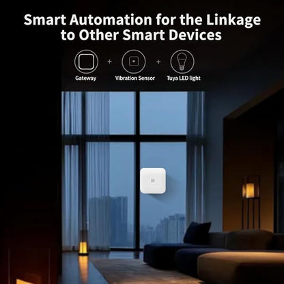Tuya Zigbee Wireless Vibration Sensor: 120dB Alarm, Adjustable Sensitivity, Glass Breakage Detection. Suitable for Alarm Systems and Smart Home Automation, Supports Tuya App.