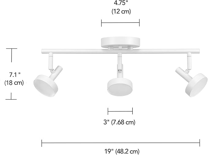 Globe Electric 64000008 19" 3-Light 22.5W Dimmable LED Integrated Track Lighting, Matte White, Lighting for Kitchen, Bathroom, Bedroom, or Dining Room, Living Room Ceiling Lights, Light Fixture