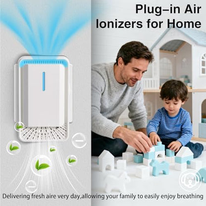 2026 New Plug in Air Purifiers Air Ionizers for Dust Mites, Odor Eliminator for Home with Negative Ion Generator, Quiet Portable Air Freshener Plug In for Bedroom,Office,Kitchen,Smoke,Dust (6)