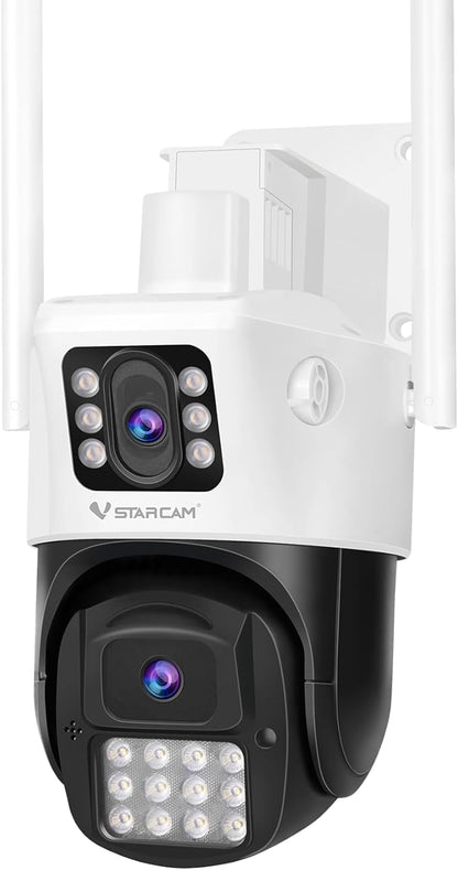 VSTARCAM Dual Lens Outdoor Security Camera, 2K UHD WiFi Camera for Home Security with Auto Tracking & Fixed View, Full Color Night Vision, PIR Motion Detection, 2-Way Audio, IP66, SD/Cloud Storage