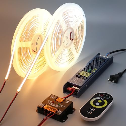 BENLUN 24V CCT COB LED Strip Lights 65.6ft with Remote and Power Supply