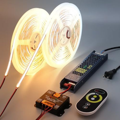BENLUN 24V CCT COB LED Strip Lights 65.6ft with Remote and Power Supply