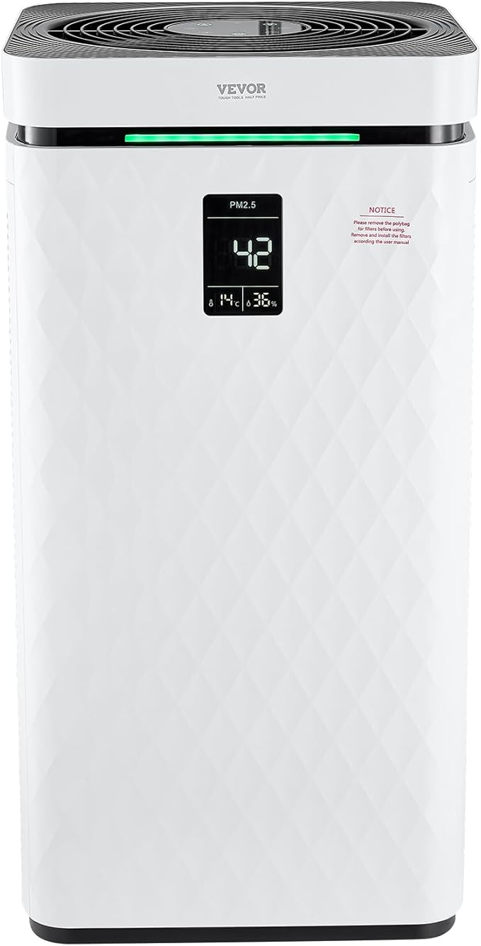 VEVOR Air Purifier for Bedroom Home, H13 HEPA Layer Filter 3139 ft²/h Smart Air Purifier with Speed Control & Child Lock Guard, 23 dB Sleep Mode Air Cleaner for Smoke Dust with Convenient Touch Panel