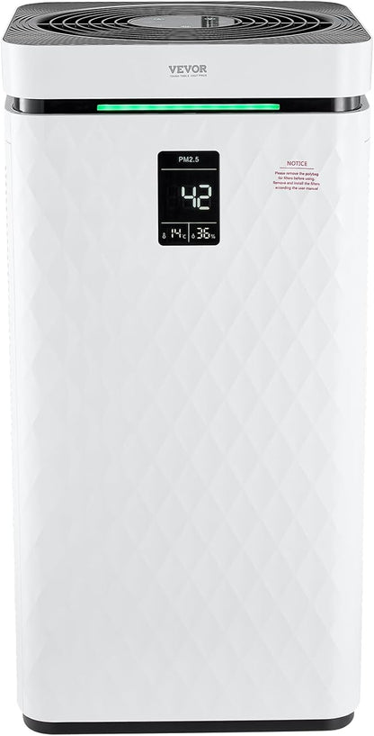 VEVOR Air Purifier for Bedroom Home, H13 HEPA Layer Filter 3139 ft²/h Smart Air Purifier with Speed Control & Child Lock Guard, 23 dB Sleep Mode Air Cleaner for Smoke Dust with Convenient Touch Panel