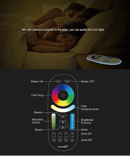 LGIDTECH FUT092 4-Zone RGB+CCT 2.4GHz RF Remote Controller(Not Include Battery) for Milight/LED Light Bulb,Flood Light,Led Strip Controller