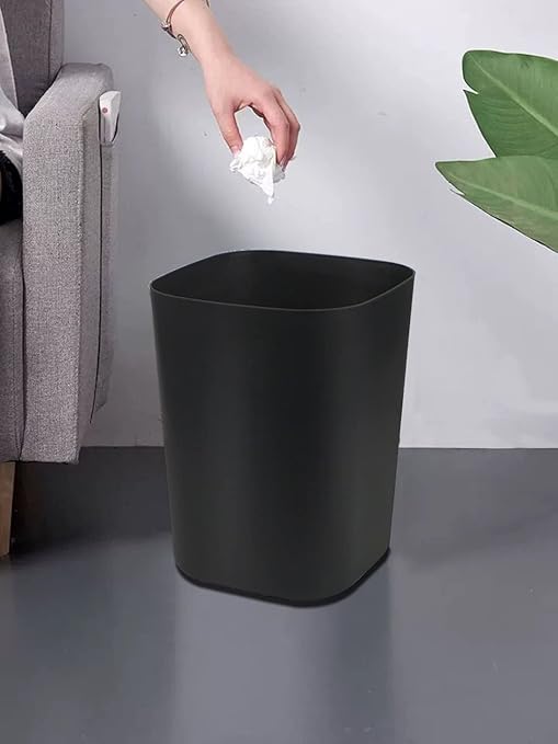 Besli 2 Gallon Small Trash Can Garbage Can Wastebasket for Bathroom Bedroom Kitchen Office (White+Black, 4 Pack)