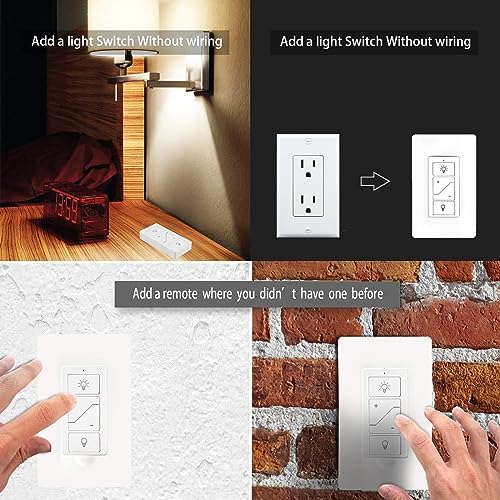 Wireless Light Switch, Remote Light Switch Compatible with Alexa, Smart Wireless Dimmer Switch and Receiver, Wall Lighting Fixture for Ceiling Lights, Fans, Lamps