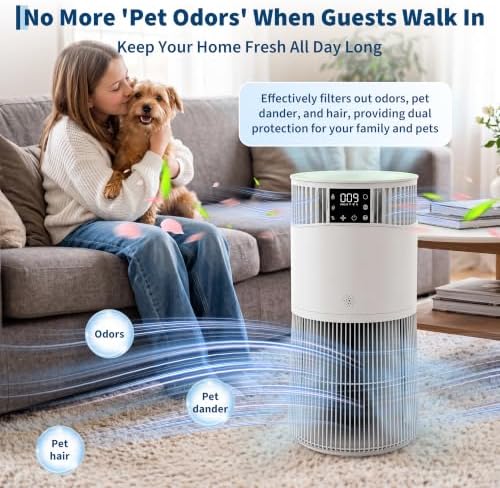 Smart Air Purifier for Home Large Room up to 3000 Ft² & Washable Pre-Filter