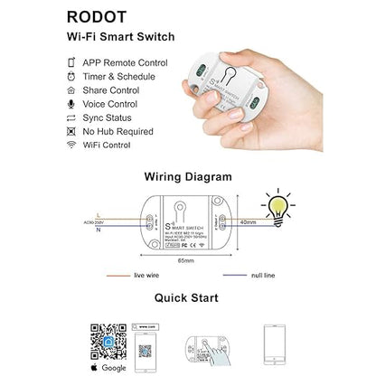 16A Basic Wireless Smart Switch，Wi-Fi Light Switch Compatible with Alexa & Google Home & SmartThings,FCC Certified,No Hub Required Support DIY Module (2 pcs)