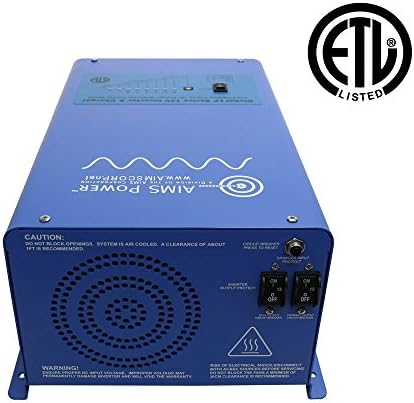 AIMS 1000W 12V Pure Sine Inverter Charger w/Transfer Switch 120V ETL