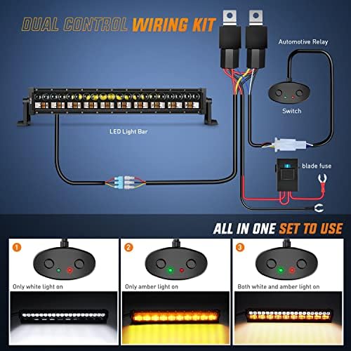 Nilight LED Light Bar 7D 22" 150W Spot Flood Combo Beam Amber White