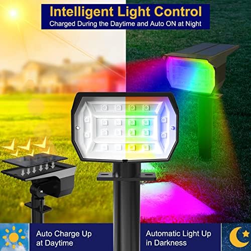 nipify Solar Spot Lights Outdoor Color Changing, Halloween RGB Spotlights