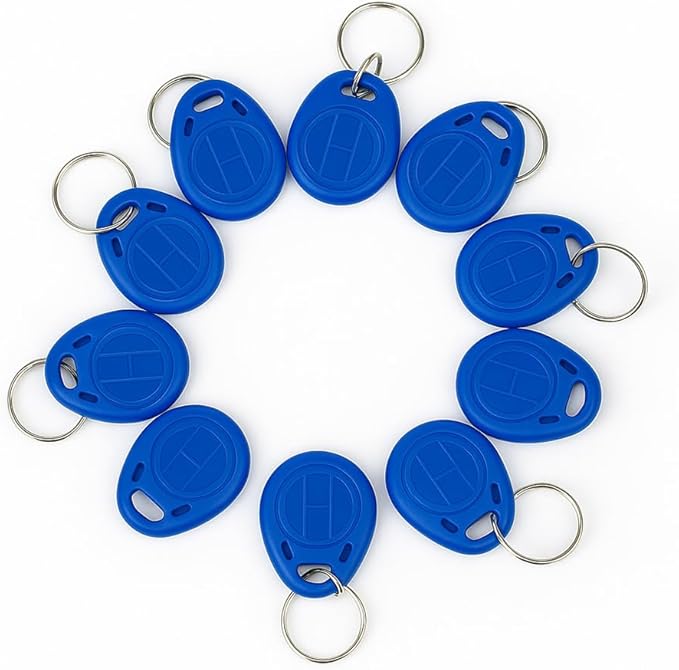 RFID 125KHz Blue Keychain ID Access Card Proximity Card Tag for Access Control Systems (10-Pack)