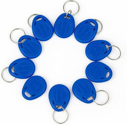 RFID 125KHz Blue Keychain ID Access Card Proximity Card Tag for Access Control Systems (10-Pack)