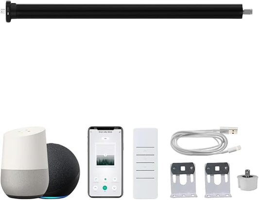 Smart ZigBee Roller Shade Motor Retrofit, Tuya App Control Electric Blind Motor, 5000mAh Rechargeable, Compatible with Alexa & Google Home, High Torque Kit (10 N.m for Φ50mm (2") Groove Tube)
