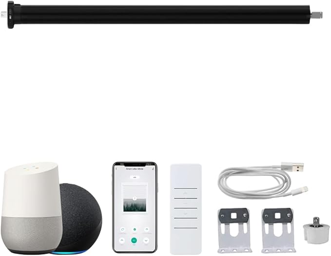 Smart ZigBee Roller Shade Motor Retrofit, Tuya App Control Electric Blind Motor, 5000mAh Rechargeable, Compatible with Alexa & Google Home, High Torque Kit (6.0 N.m for Φ40mm (1.57") Round Tube)