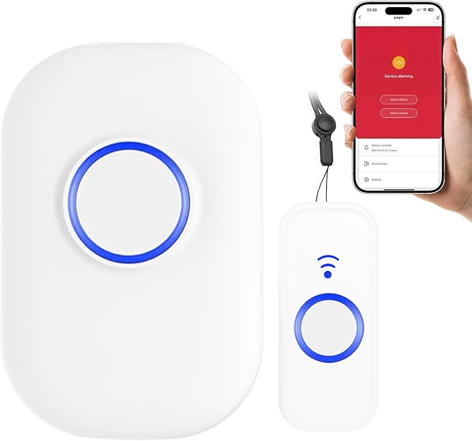 WiFi Wireless Caregiver Pager Call Button for Elderly at Home, App Control Medical Alert System for Seniors Patients Disabled Monitoring, Home Nursing Care Facility Use (Only Supports 2.4GHz WiFi)